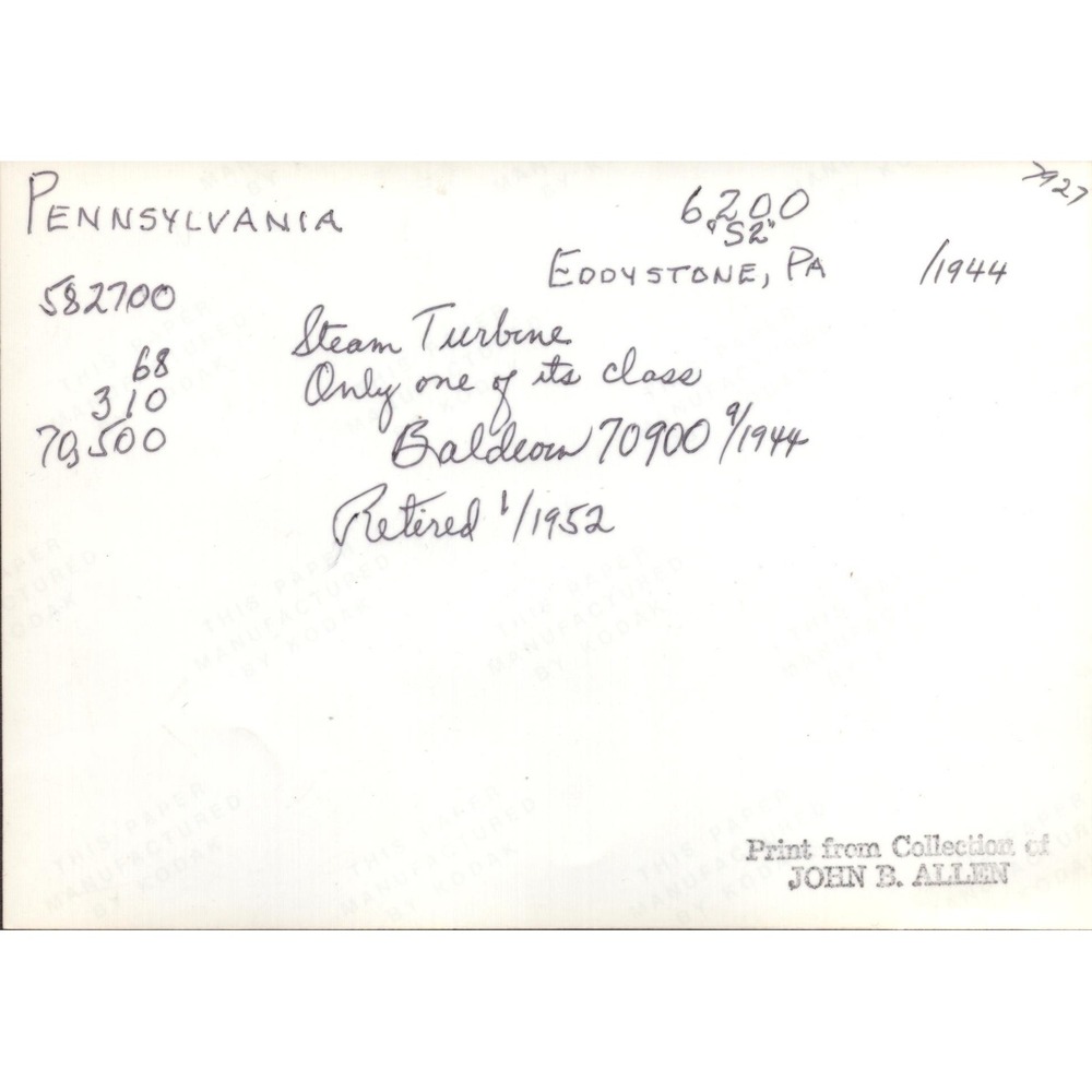 PRR Pennsylvania Railroad 6200 S2 Steam Turbine Locomotive Photo Eddystone PA - Picture 2 of 2